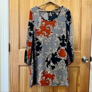 Peach Love Cream California blue red grey long sleeve shift dress tunic S